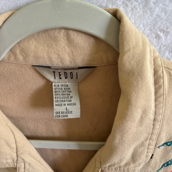 Teddi Beige Embroidered Button-Down Shirt - Picture 2 of 9
